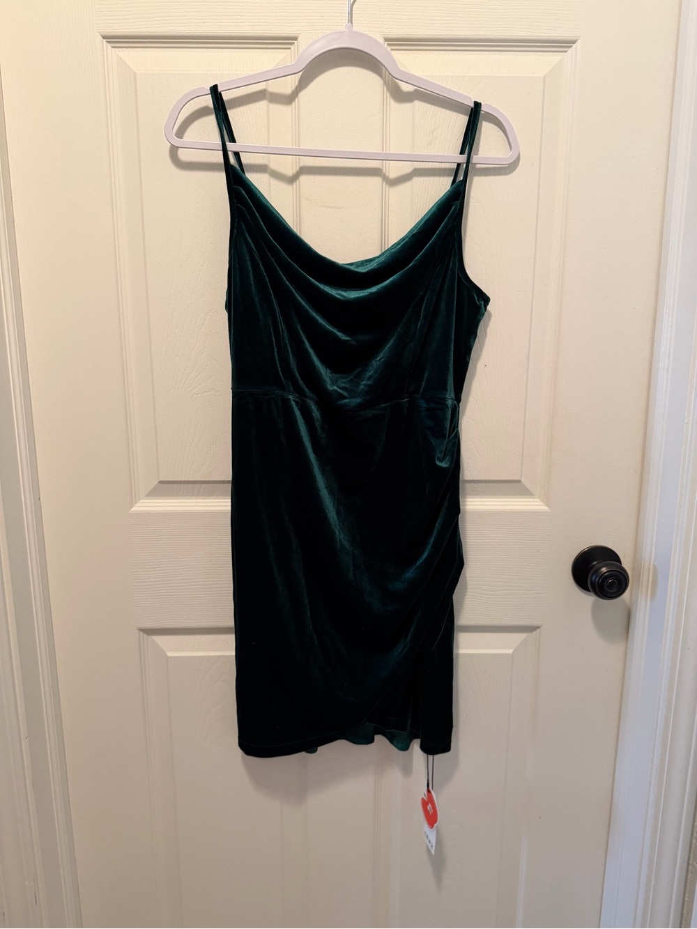 Cider Emerald Velvet Cowl Slip Mini Dress